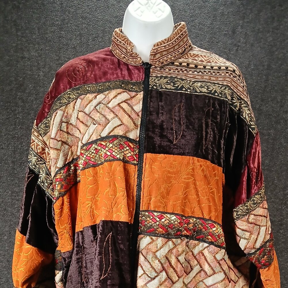 Modi Denim Patchwork Velvet Jacket – Boho Artisan… - image 1